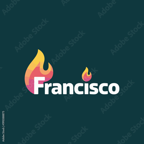 Francisco Flame Logo Design – Modern Gradient Fire Typography Branding
