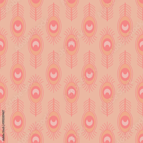 Seamless pattern with peacock feathers. Print for textile, fabric, covers, wallpapers, print, gift wrap, decoupage, scrapbooking, quilting. For fashion fabric. Retro stylization.