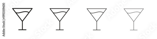 Martini glass icon, thin line symbols. eps 10 vector