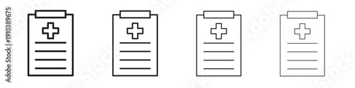 Medical report icon, thin line symbols. eps 10 vector