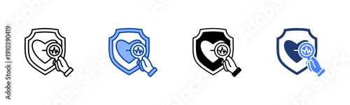 Preventive Diagnostics  Solid color and black line drawing vector illustration set