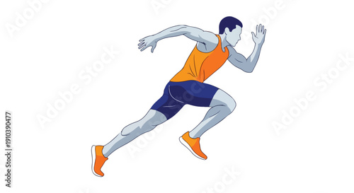 Illustration of a male athlete sprinting in athletic wear with a plain white background.