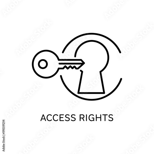 Access Rights Simple Outline Line Icon on White Background