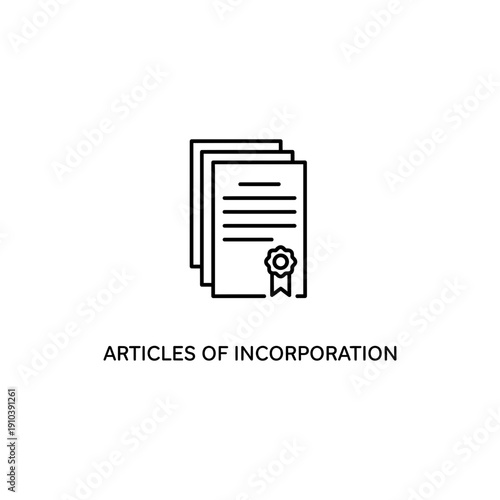 Articles of Incorporation Simple Outline Line Icon on White Background