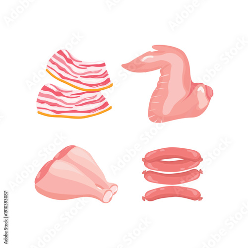 Meat set illustration on white background Vol 02