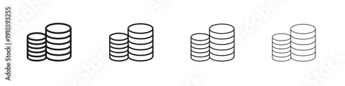 Money coin icon, thin line symbols. eps 10 vector