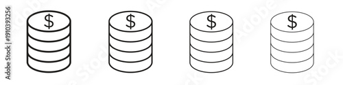 Money icon, thin line symbols. eps 10 vector