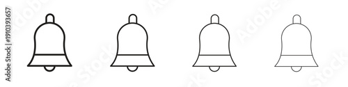 Notification bell icon, thin line symbols. eps 10 vector