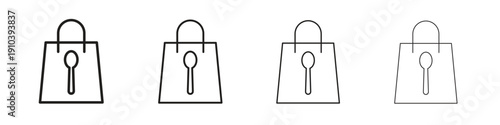 Paper bag icon, thin line symbols. eps 10 vector