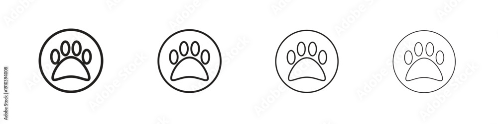 Obraz premium Paw icon, thin line symbols. eps 10 vector