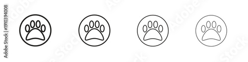 Paw icon, thin line symbols. eps 10 vector