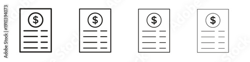 Payroll icon, thin line symbols. eps 10 vector