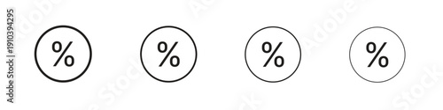 Percentage icon, thin line symbols. eps 10 vector