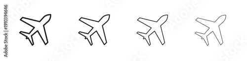 Plane icon, thin line symbols. eps 10 vector