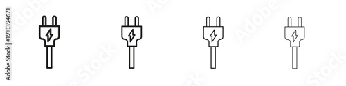 Plug adapter icon, thin line symbols. eps 10 vector