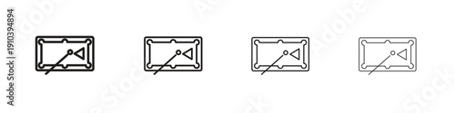 Pool table icon, thin line symbols. eps 10 vector