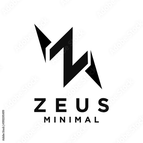 Minimalist Zeus Lightning Bolt Logo Design with Abstract Letter Z for Modern Brand Identity