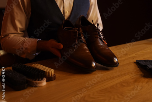 Man with polished shoes at ...