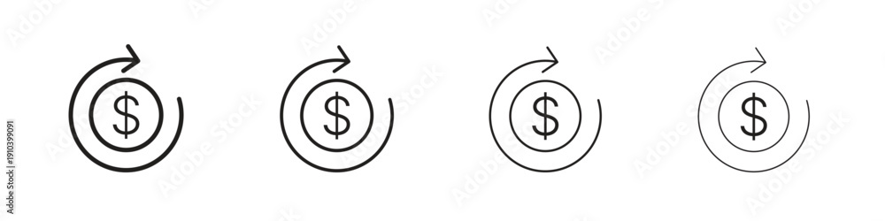 Fototapeta premium Refund icon, thin line symbols. eps 10 vector