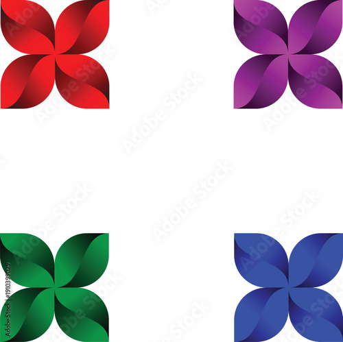 Colorful Gradient Abstract Floral Shapes Collection