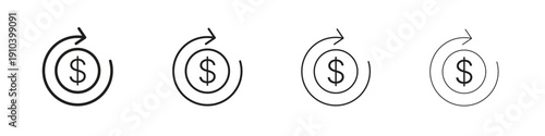 Refund icon, thin line symbols. eps 10 vector