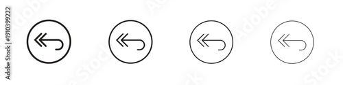 Reply icon, thin line symbols. eps 10 vector