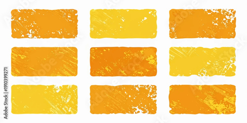 Watercolor paint and splash elements collection on paper with yellow accents for design and illustration