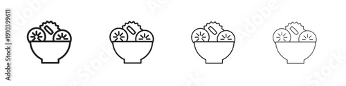 Salad icon, thin line symbols. eps 10 vector