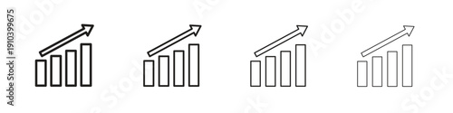 Sales growth icon, thin line symbols. eps 10 vector