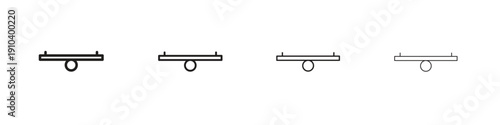 Seesaw icon, thin line symbols. eps 10 vector