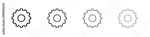 Settings gear icon, thin line symbols. eps 10 vector