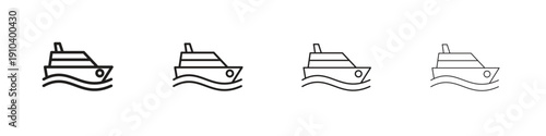 Ship icon, thin line symbols. eps 10 vector