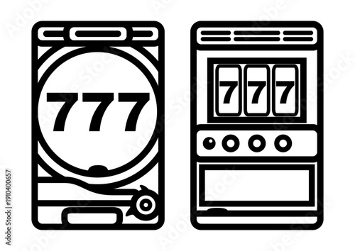 パチンコとパチスロの線画イラスト