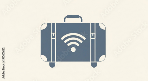 Travel suitcase with wifi symbol for connected travel and internet access on the go