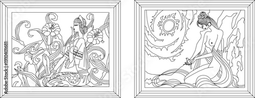 Vector sketch illustration silhouette design modern abstract painting decoration for interior accessories