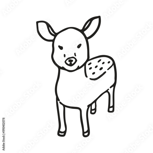 Cute Baby Deer Fawn Doodle Illustration