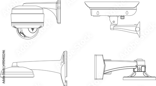 Vector sketch illustration of a silhouette of a CCTV camera design for a home security system
