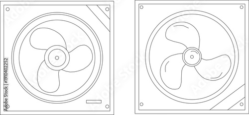 Vector sketch illustration of exhaust fan design silhouette for indoor air circulation change