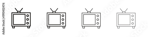 Television icon, thin line symbols. eps 10 vector