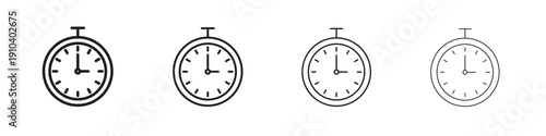 Timer icon, thin line symbols. eps 10 vector