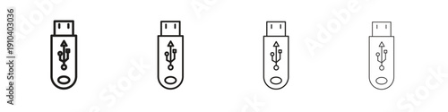 usb drive icon, thin line symbols. eps 10 vector