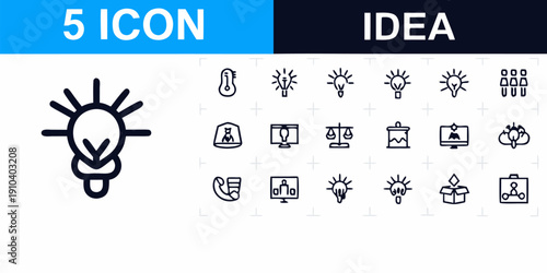 Collection of modern business icons for creative projects and presentations