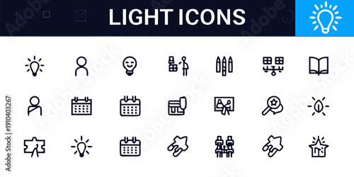 Collection of modern line icons for business and productivity