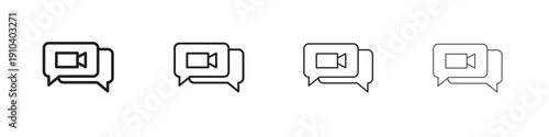 Video chat icon, thin line symbols. eps 10 vector