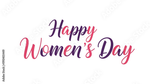 Elegant Happy Women's Day calligraphy in pink and purple gradient script