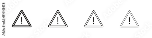 Warning triangle icon, thin line symbols. eps 10 vector