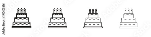 Wedding cake icon, thin line symbols. eps 10 vector