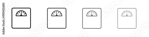 Weight scale icon, thin line symbols. eps 10 vector