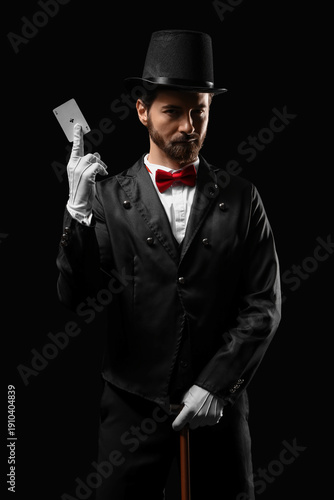 Male magician with playing ...