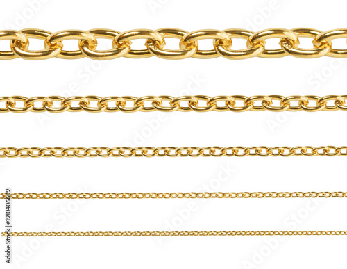 Obraz na płótnie Various gold chains on a transparent background for design elements